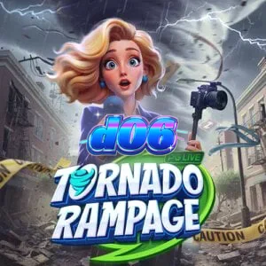 Tampilan visual slot Tornado Rampage dengan grid berbentuk corong